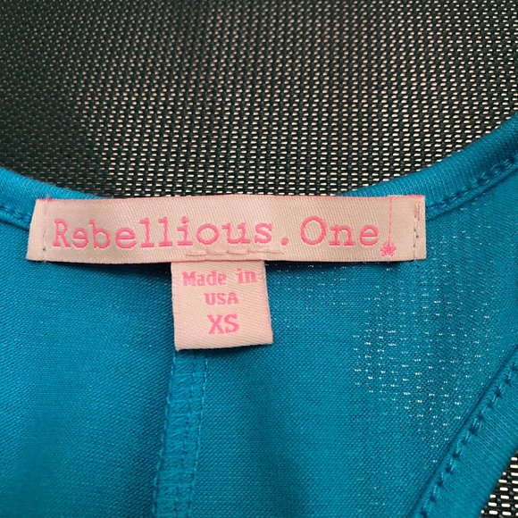 Rebellious One Turquoise Blue Racerback Tank with side slits XS - NWT - Picture 4 of 4